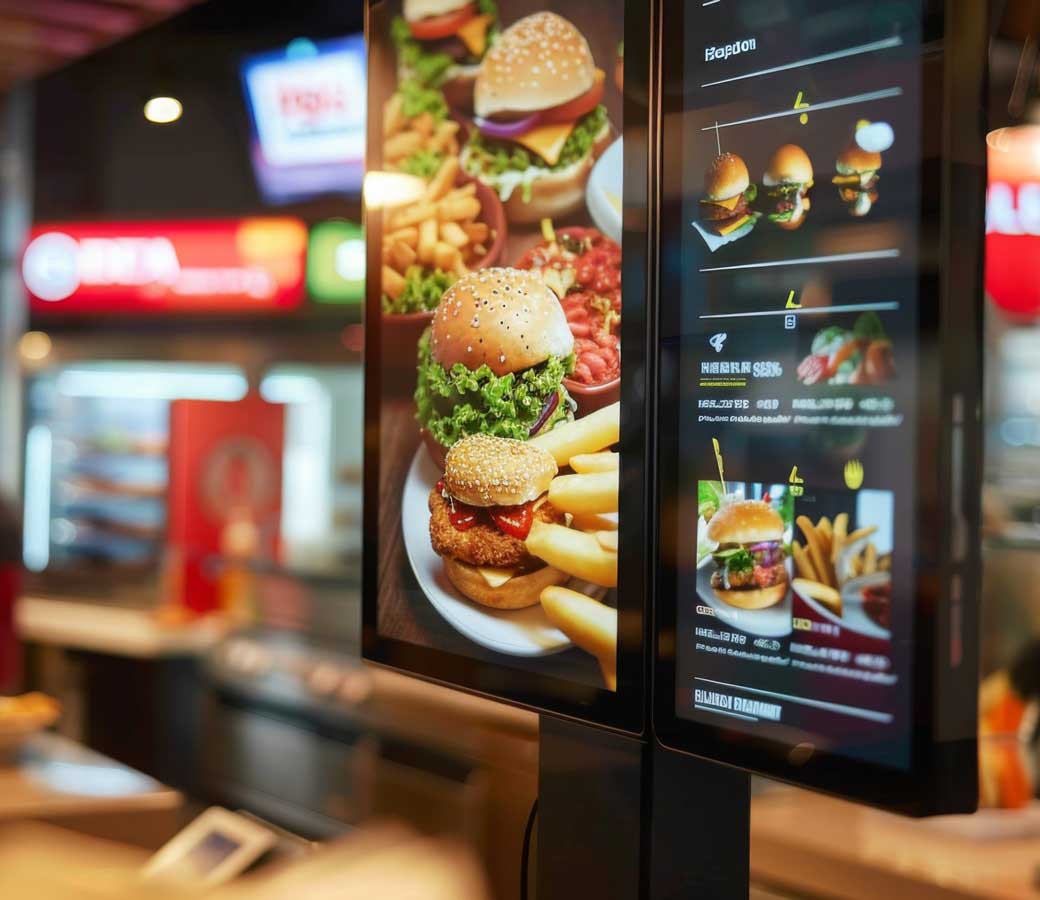 Restaurant Menu Display With Burgers and Fries