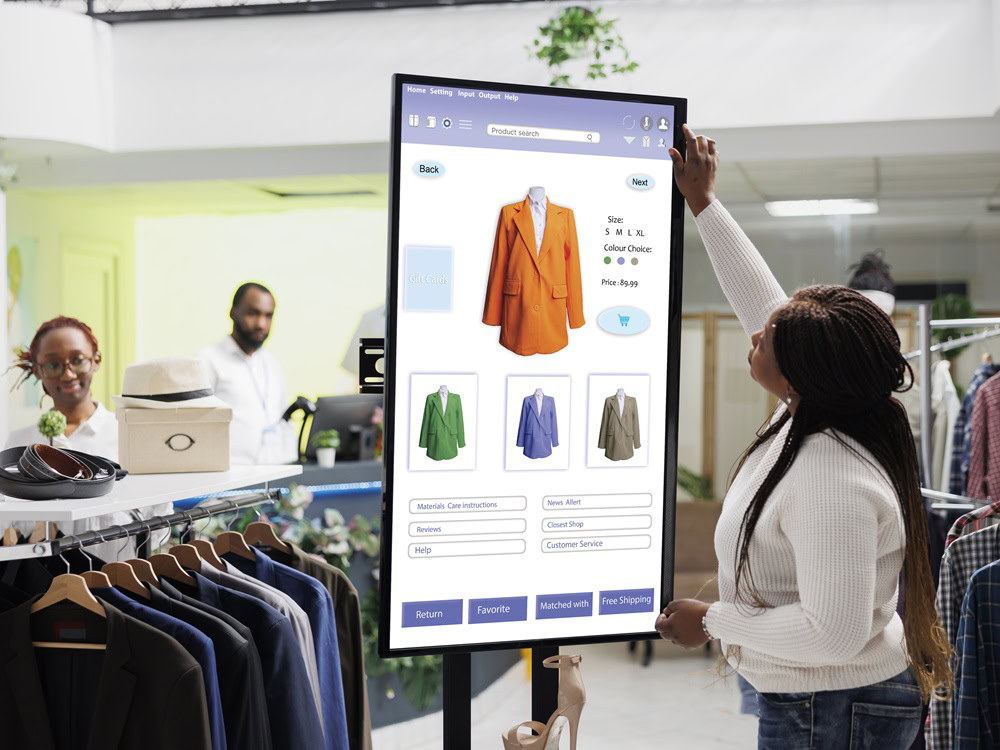 Female customer reviewing clothes